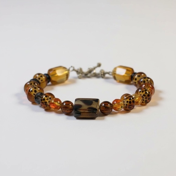 Handcrafted Animal Print Lampwork Bracelet For Larger Wrists 8.5” - Picture 3 of 6
